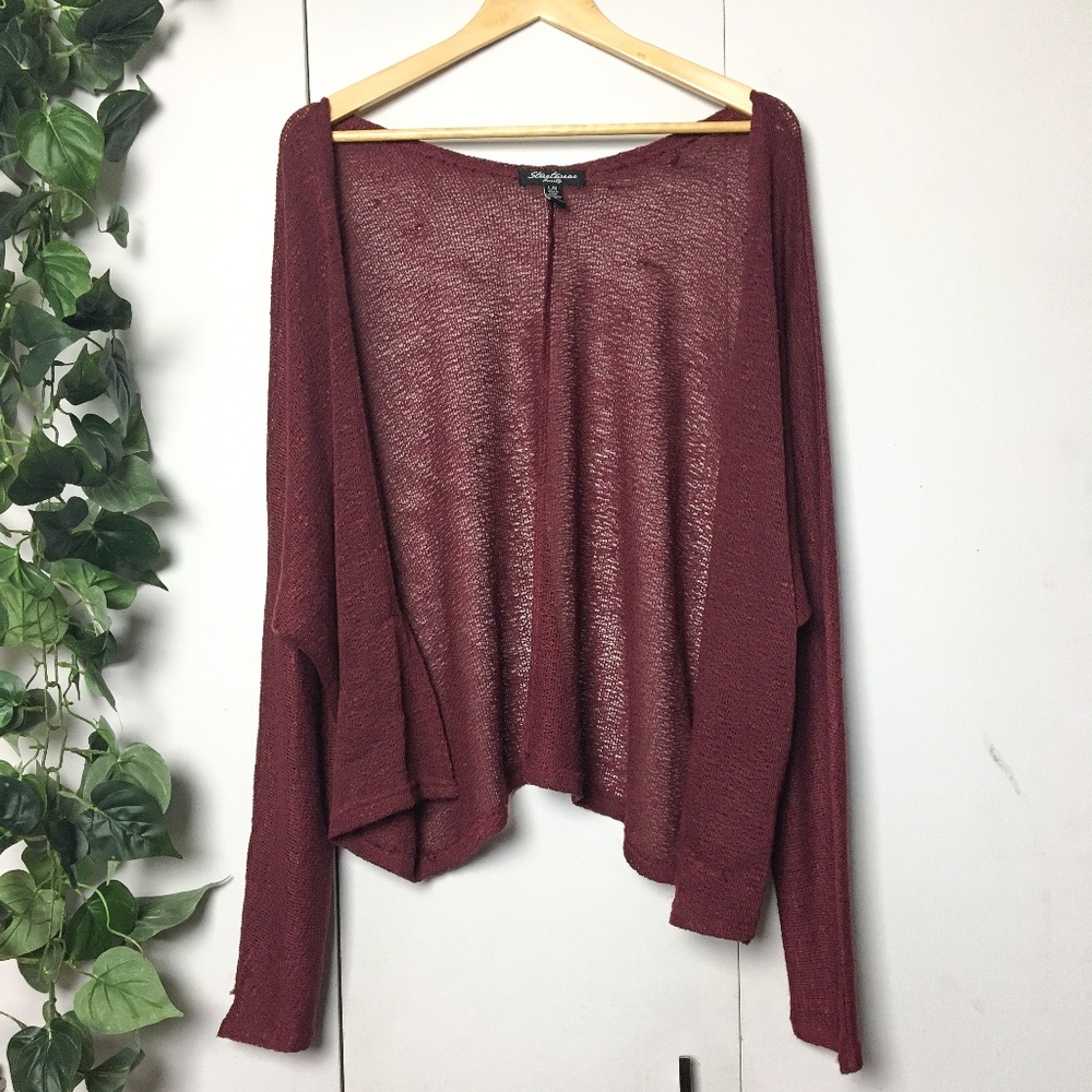 FREE ADD ON🌟 Maroon Light Knit Mesh Cardigan in Red | Large